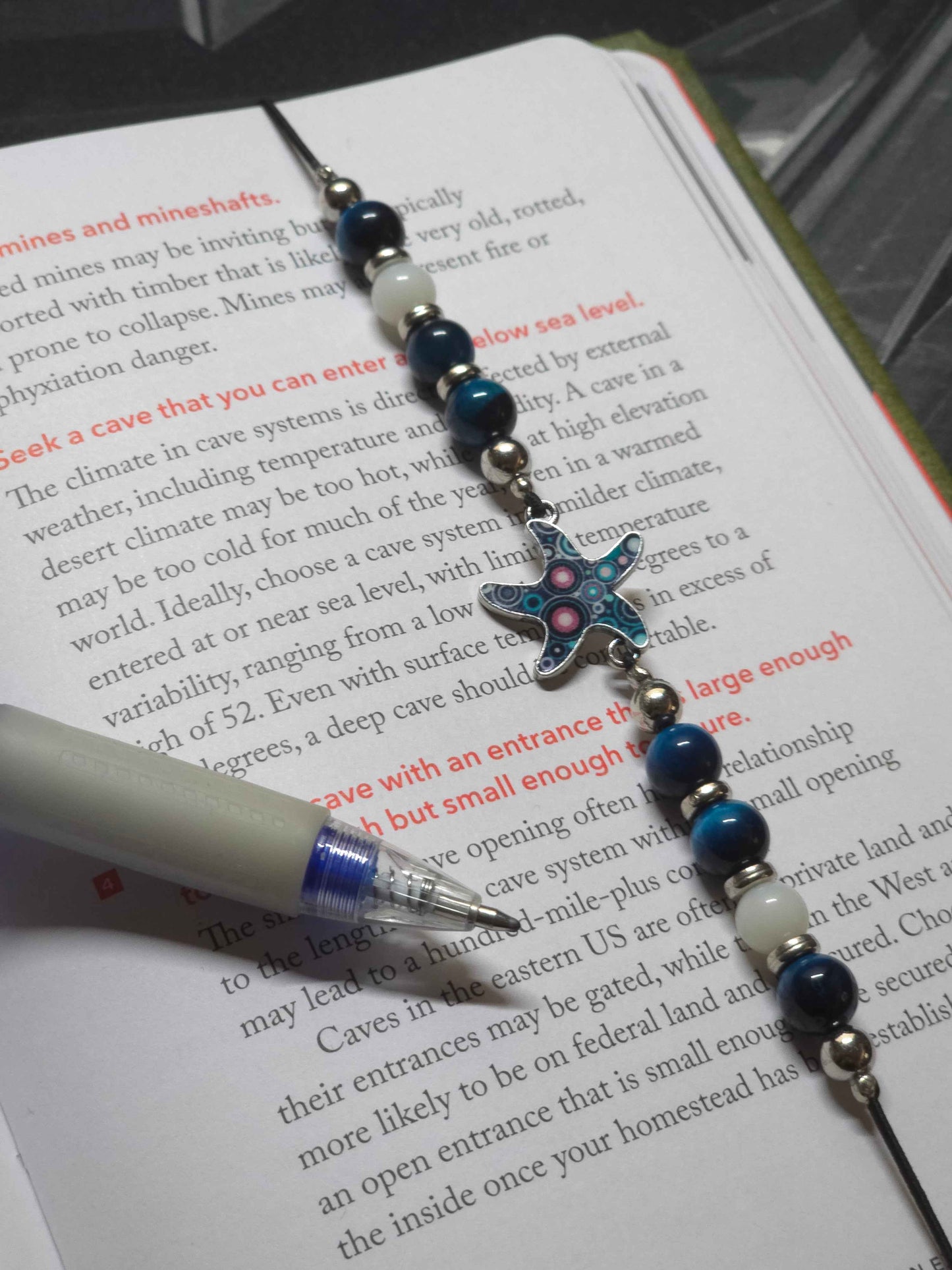 Starfish elastic wraparound Bookmark - Place holder for hardbacks, paperbacks, journals and diaries
