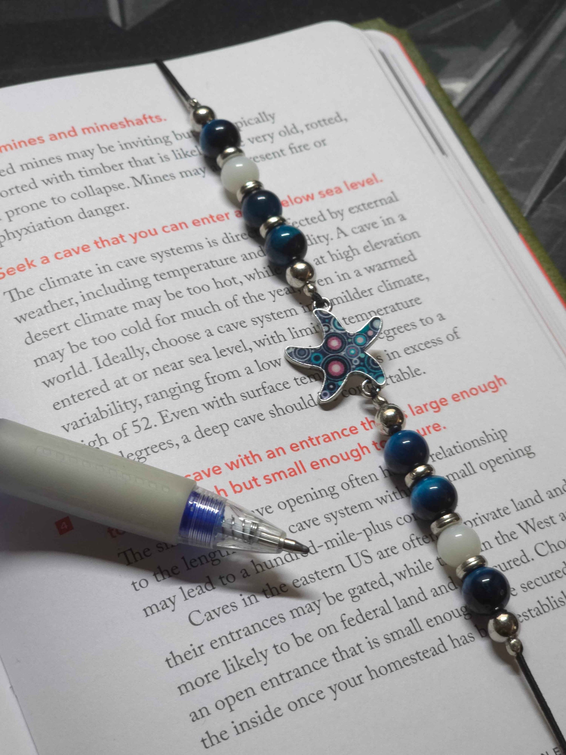 Starfish elastic wraparound Bookmark - Place holder for hardbacks, paperbacks, journals and diaries