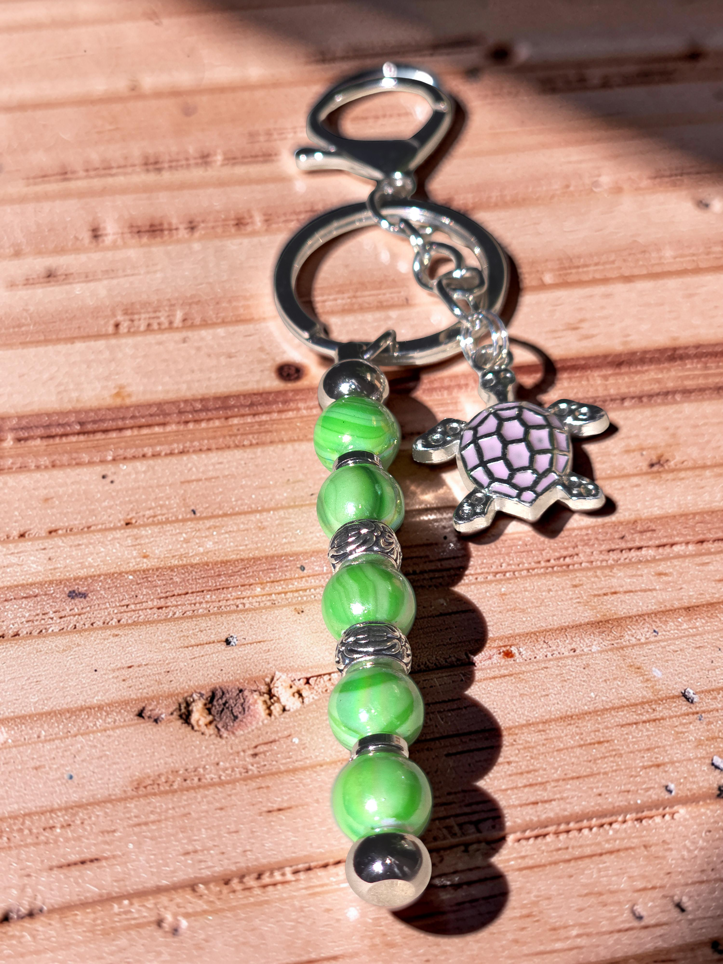 Sea Turtle Bag Charm: Colourful Beaded Keychain, Zipper Pull