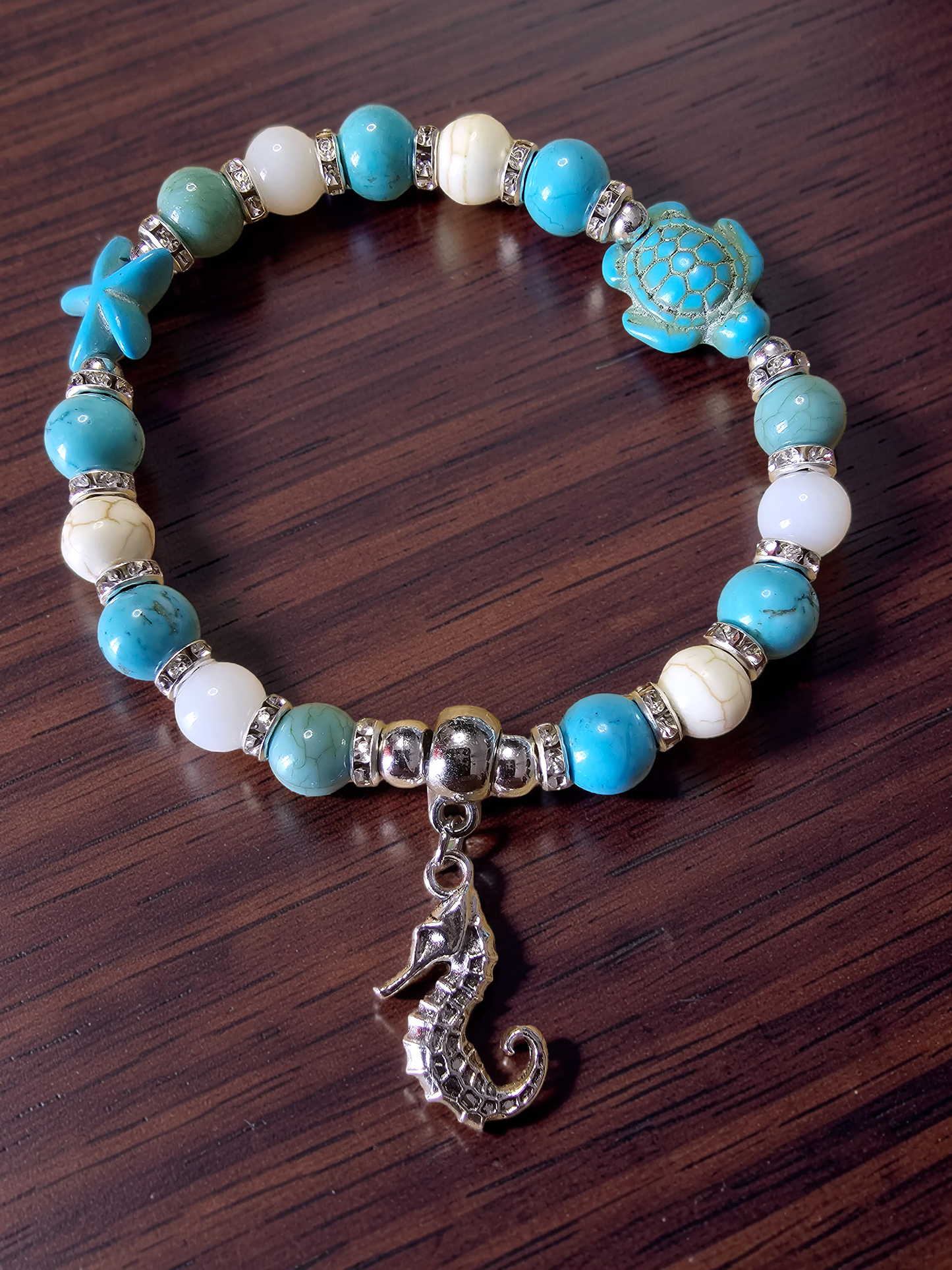 Ocean Theme Sea Life Bracelet with Seahorse, Starfish, and Sea Turtle