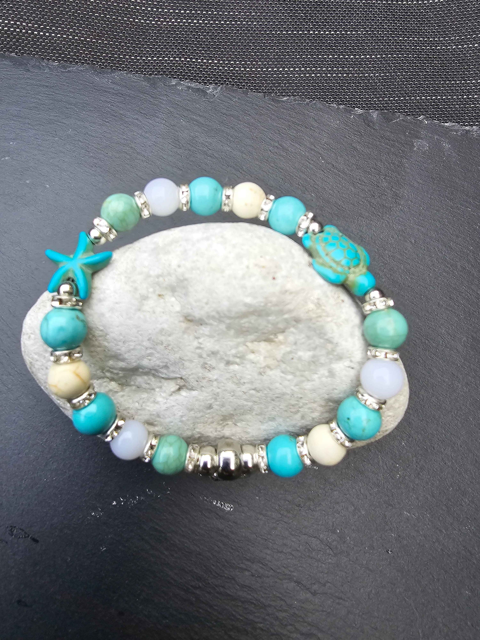 Ocean theme sea life bracelet, seahorse, starfish, sea turtle