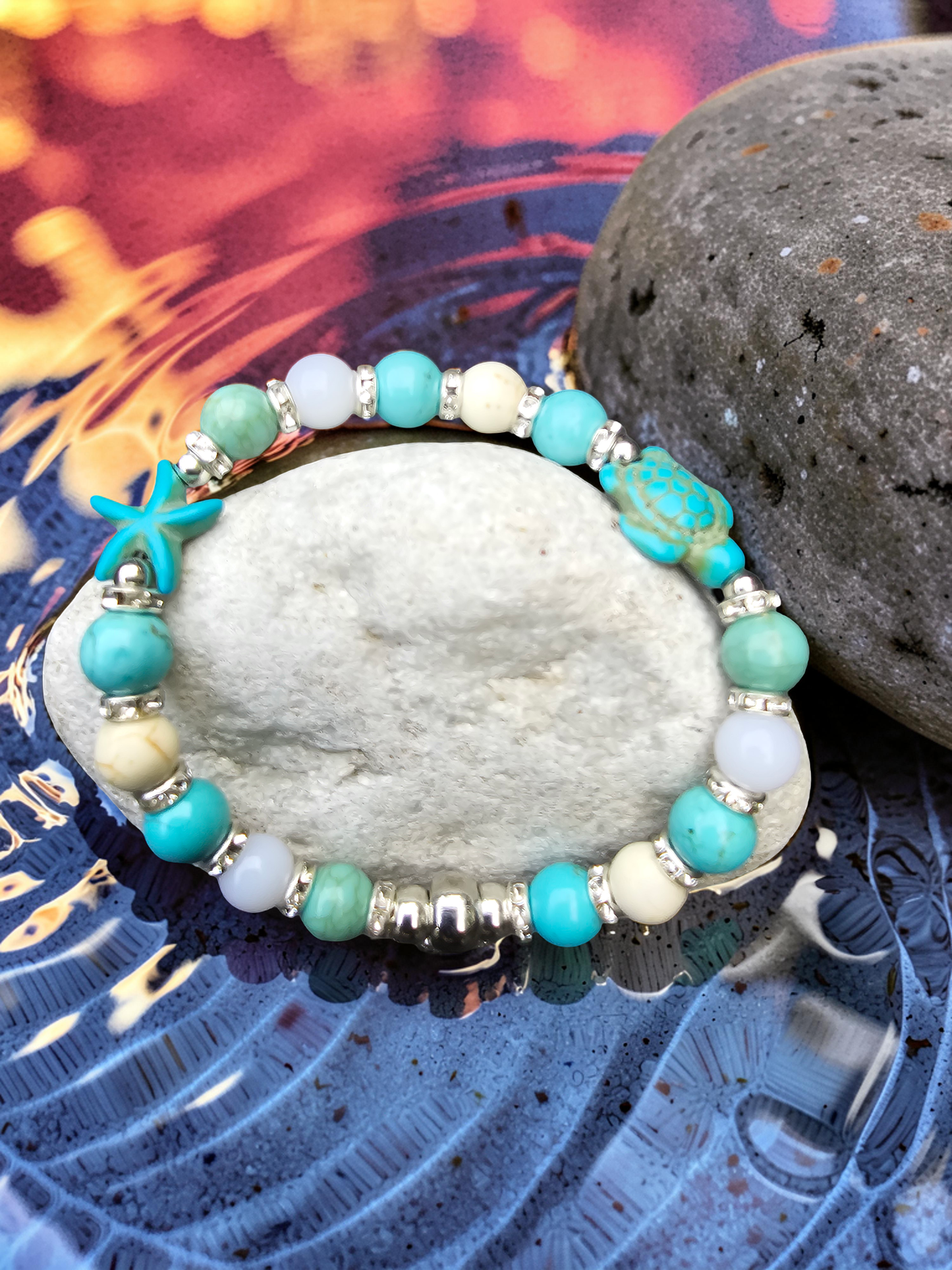 Ocean Theme Sea Life Bracelet with Seahorse, Starfish, and Sea Turtle