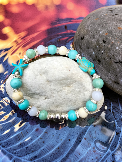Ocean Theme Sea Life Bracelet with Seahorse, Starfish, and Sea Turtle