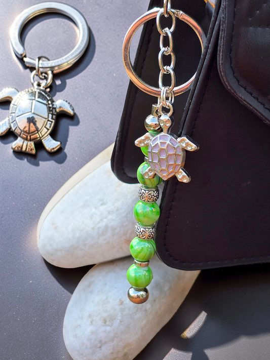 Sea Turtle Bag Charm: Colourful Beaded Keychain, Zipper Pull