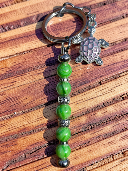Sea Turtle Bag Charm: Colourful Beaded Keychain, Zipper Pull