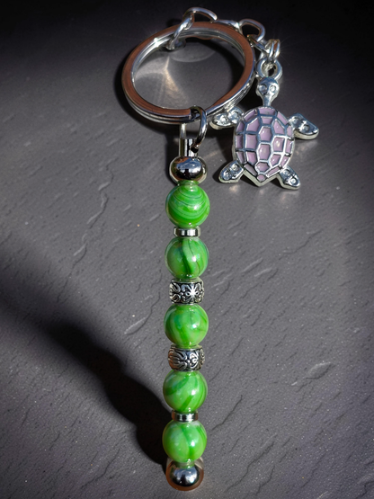 Sea Turtle Bag Charm: Colourful Beaded Keychain, Zipper Pull