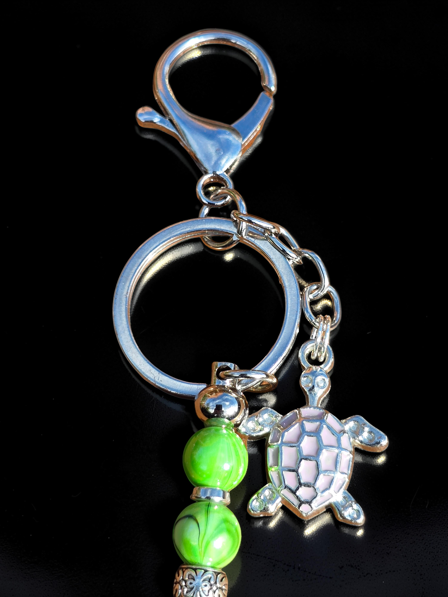 Sea Turtle Bag Charm: Colourful Beaded Keychain, Zipper Pull