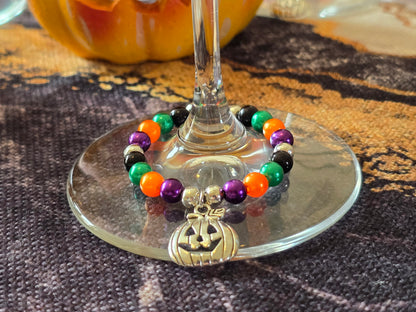 Pumpkin wine glass charms - Halloween party decorations wine/cocktail glass