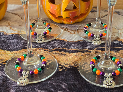 Pumpkin wine glass charms - Halloween party decorations wine/cocktail glass