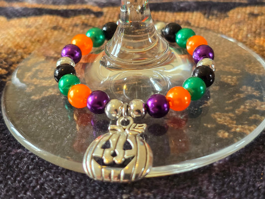 Pumpkin wine glass charms - Halloween party decorations wine/cocktail glass