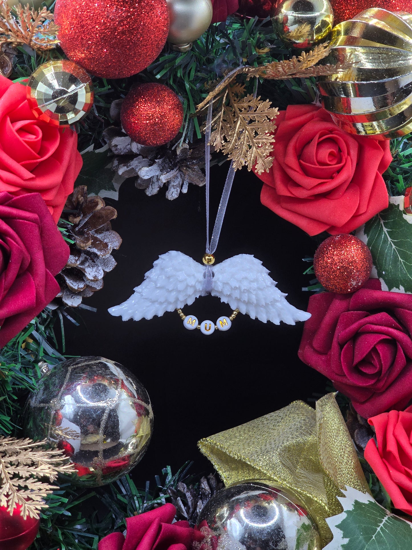 White Resin Angel Wings (Mum / Dad) - Hanging Decoration