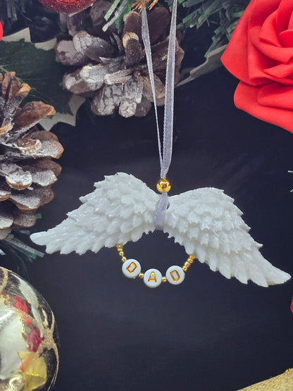 White Resin Angel Wings (Mum / Dad) - Hanging Decoration
