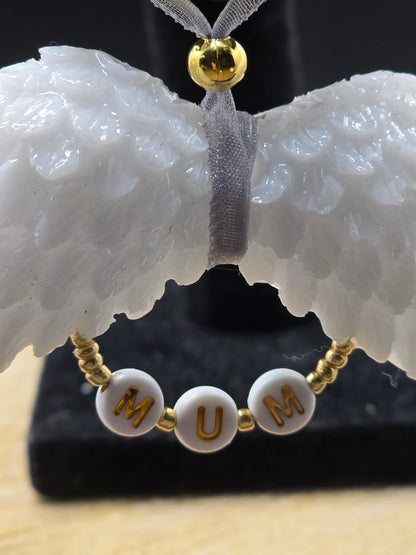 White Resin Angel Wings (Mum / Dad) - Hanging Decoration