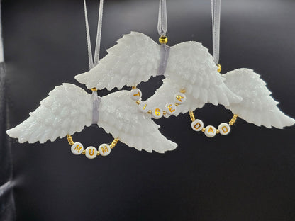 White Resin Angel Wings (Mum / Dad) - Hanging Decoration