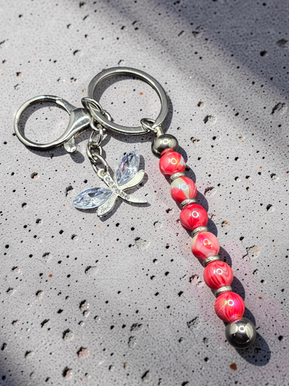 Beaded Dragonfly Bag Charm - 15cm hanging zipper charm