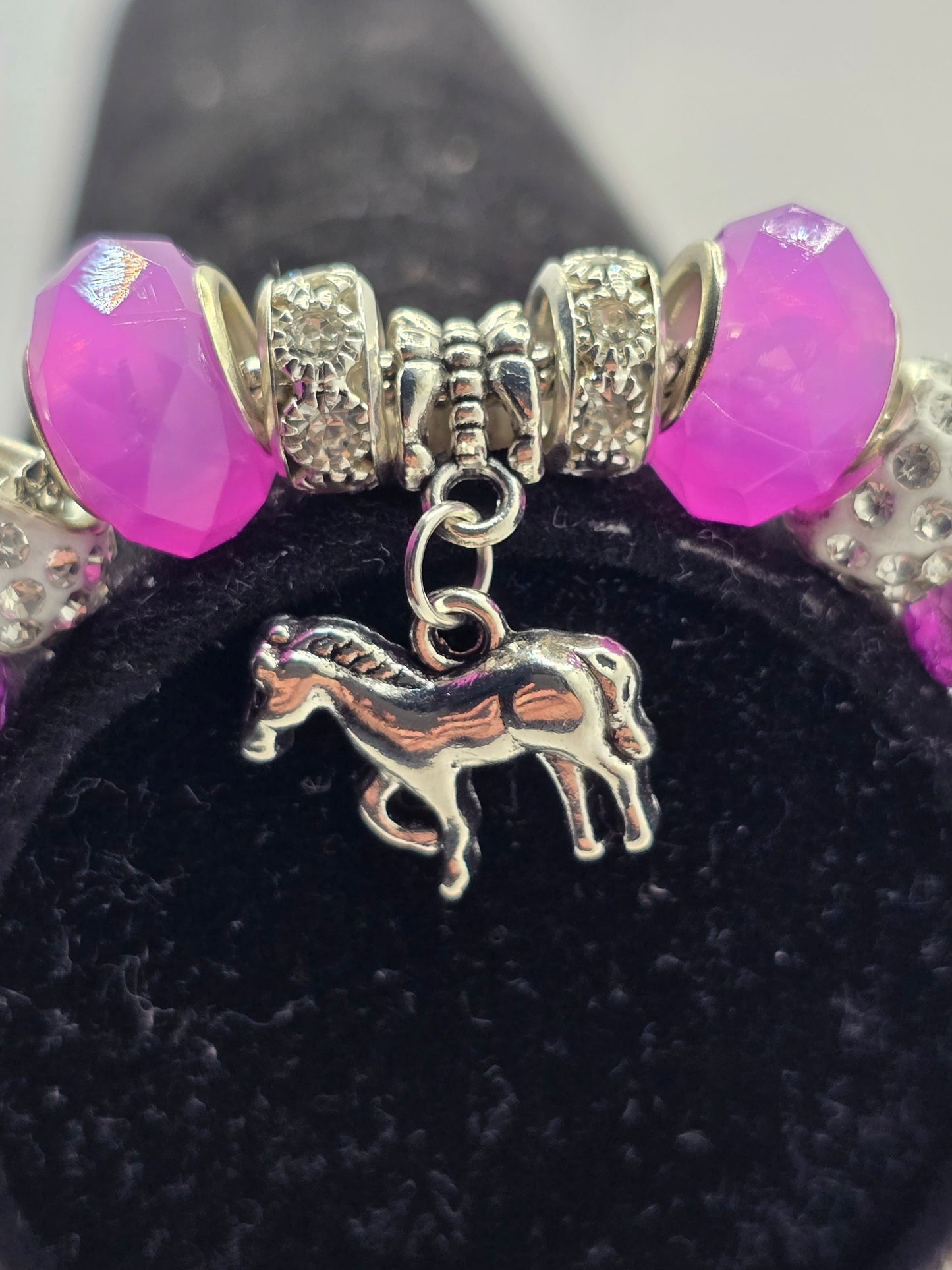 Girls Pony Charm Bracelet - 7 inch bracelet with 1.5 inch extension chain