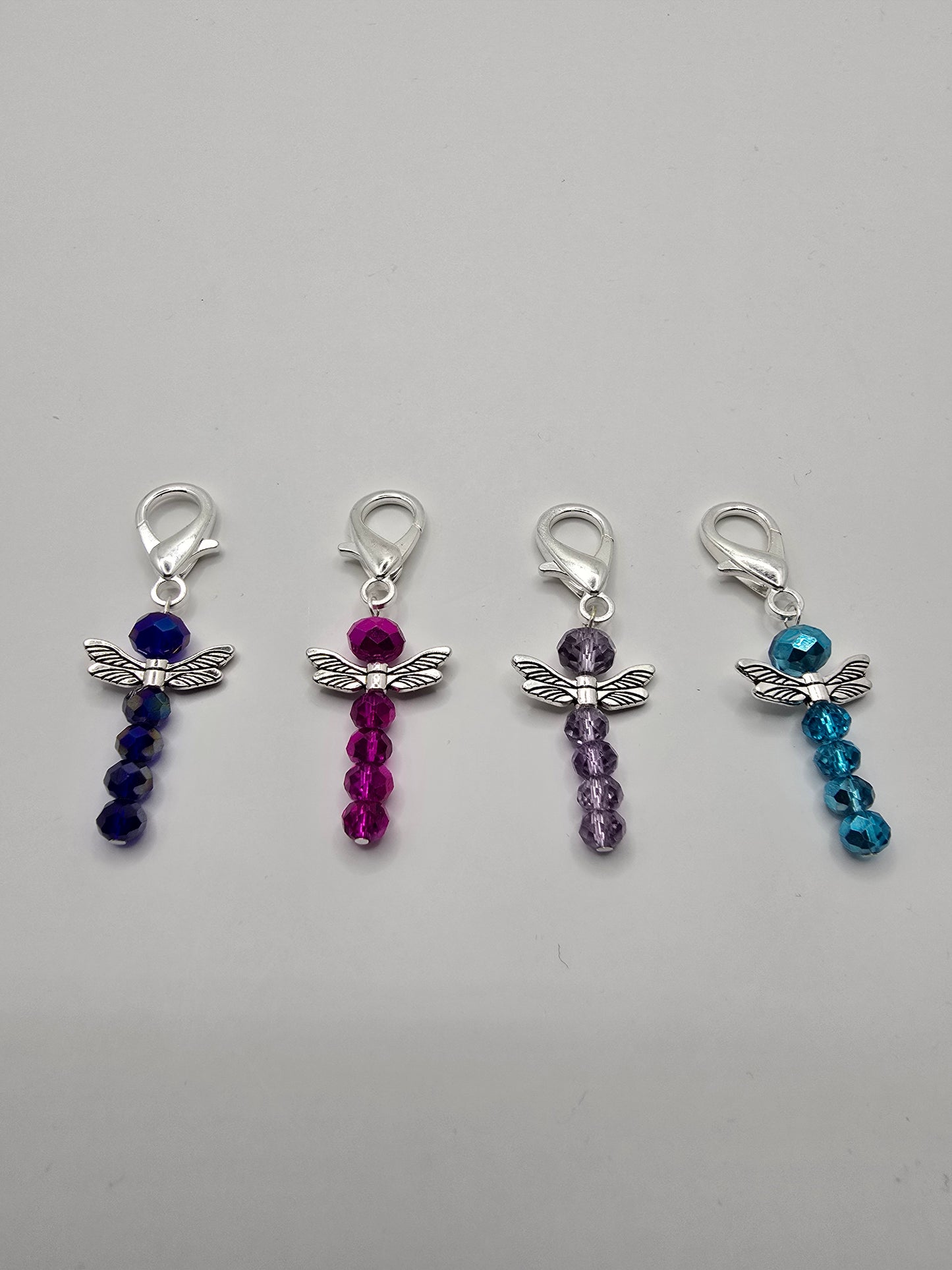 Dragonfly Zip charms - 4 pack of beaded bag charms