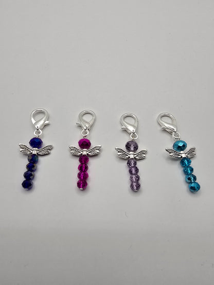 Dragonfly Zip charms - 4 pack of beaded bag charms