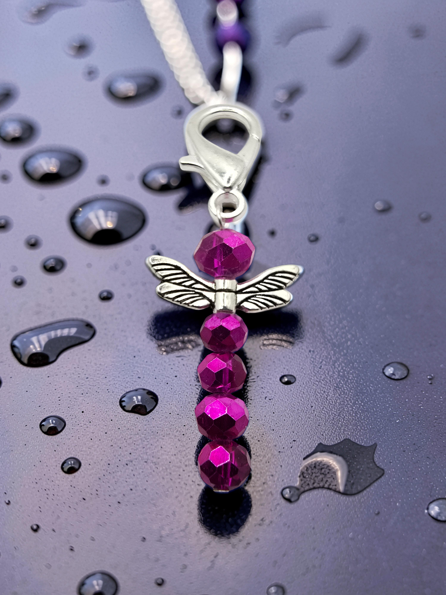 Dragonfly Zipper charms - 4 pack of beaded dragonfly bag charms