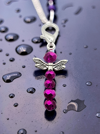 Dragonfly Zipper charms - 4 pack of beaded dragonfly bag charms