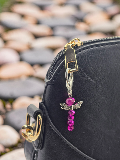 Dragonfly Zipper charms - 4 pack of beaded dragonfly bag charms
