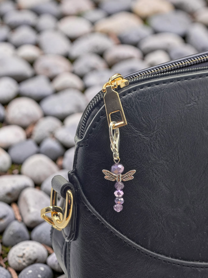 Dragonfly Zipper charms - 4 pack of beaded dragonfly bag charms