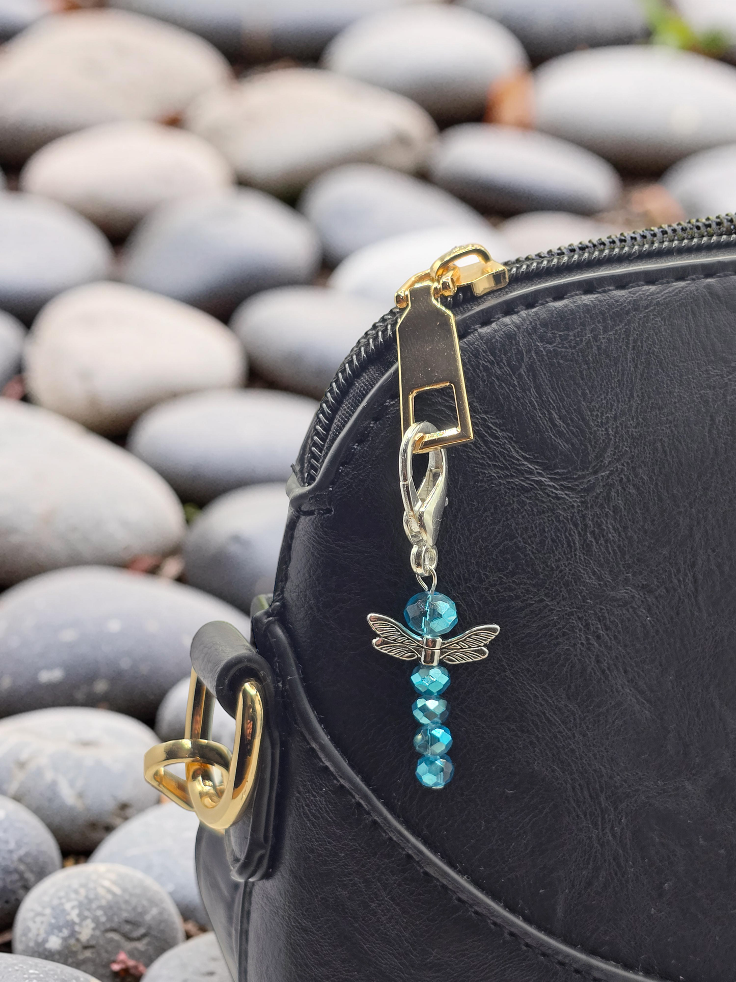 Dragonfly Zipper charms - 4 pack of beaded dragonfly bag charms