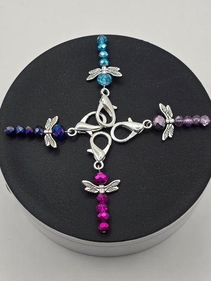 Dragonfly Zip charms - 4 pack of beaded bag charms