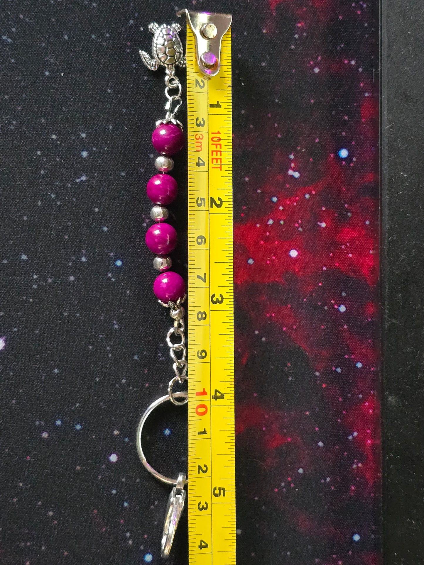 Purple Beaded Sea Turtle Bag Charm / Zipper Charm