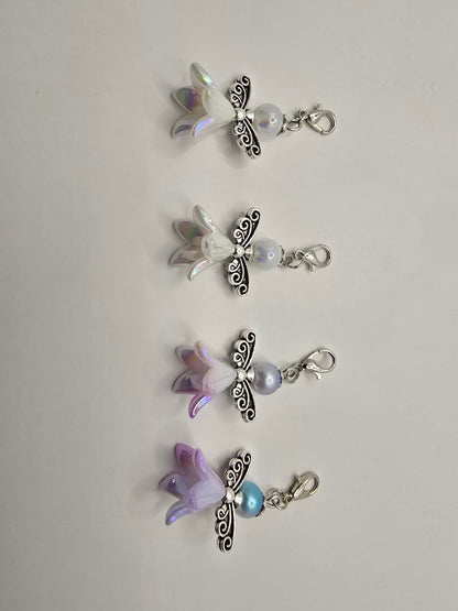 4 pack Angel zipper charms - Bellflower shaped angel charms