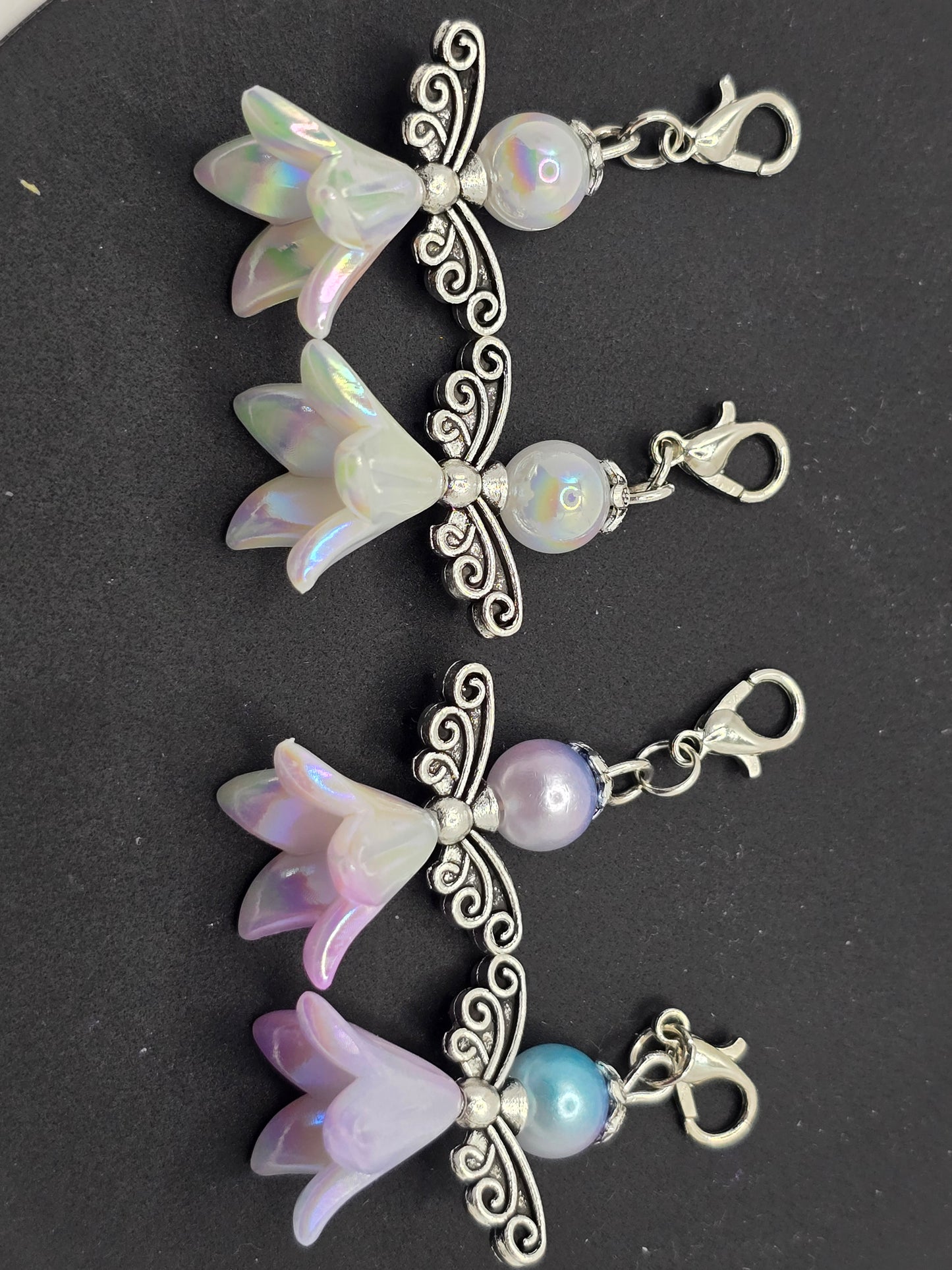 4 pack Angel zipper charms - Bellflower shaped angel charms