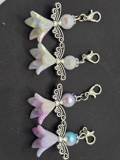 4 pack Angel zipper charms - Bellflower shaped angel charms