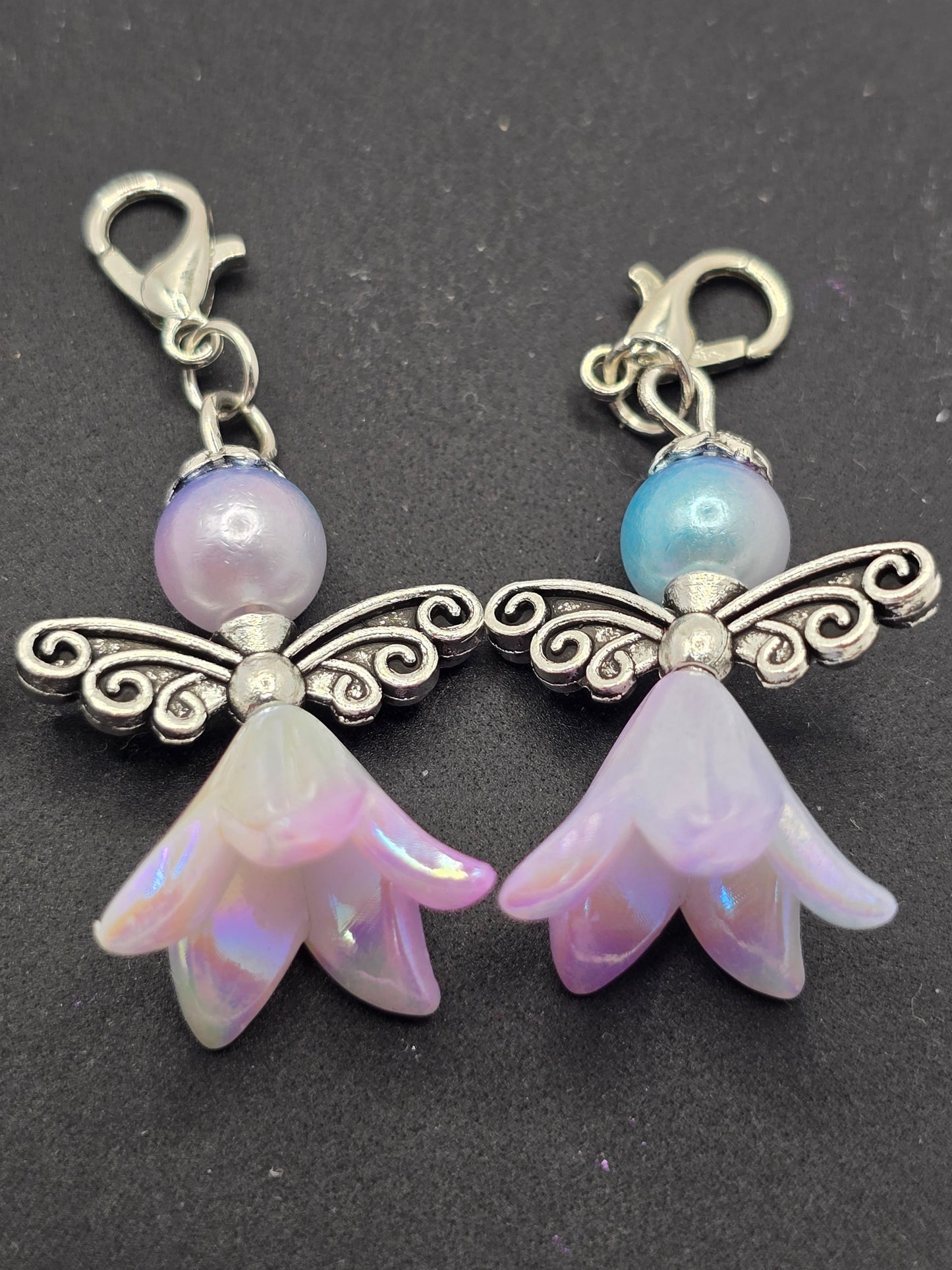 4 pack Angel zipper charms - Bellflower shaped angel charms