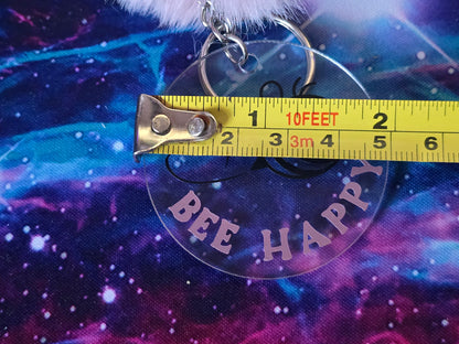 Bee Happy Pom Pom Keyring
