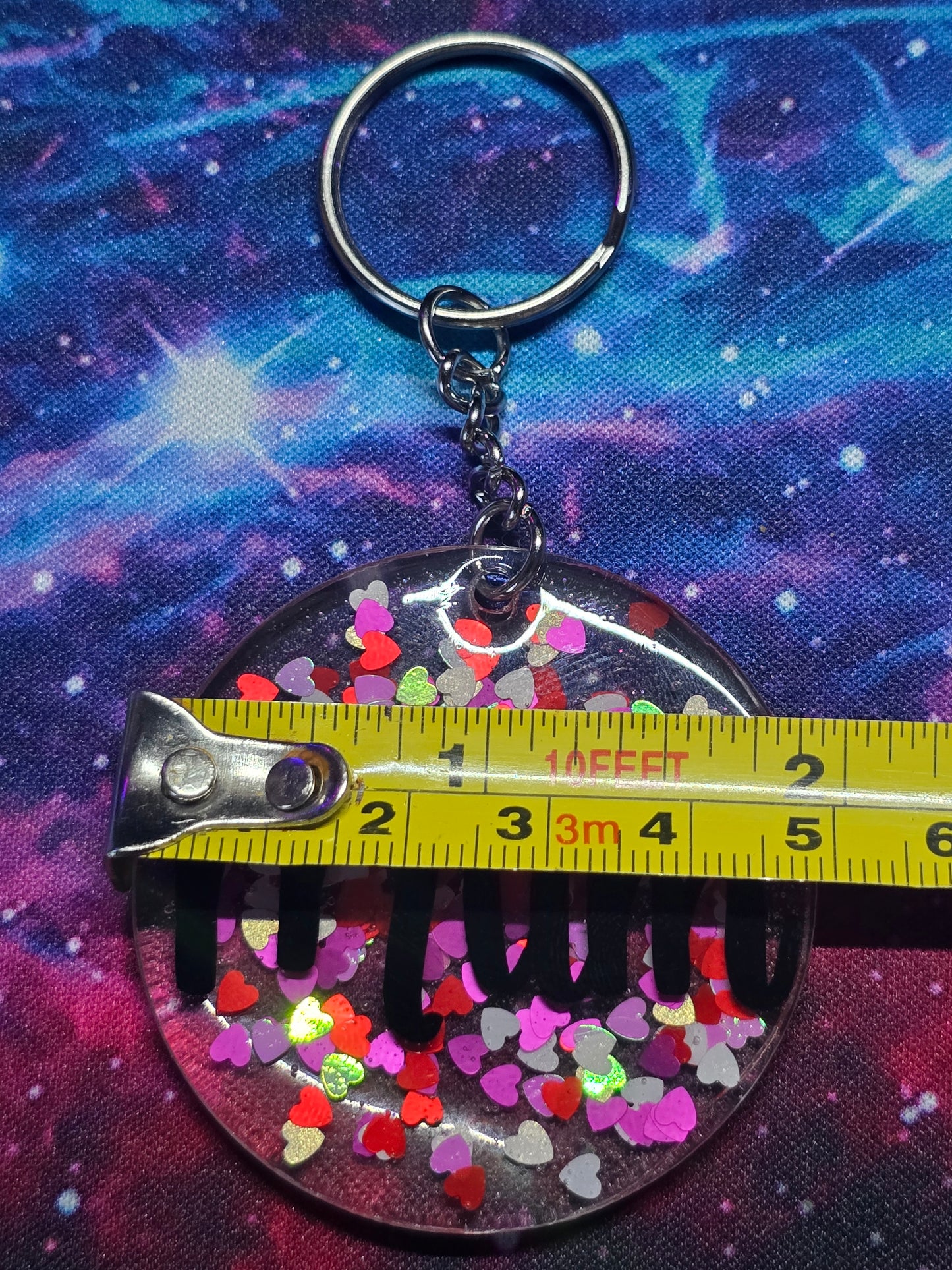 "Mum" Glitter hearts keyring / bag accessory