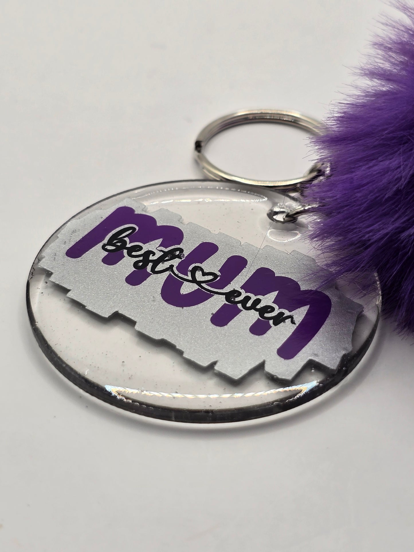 Best Ever Mum Pom Pom Keyring