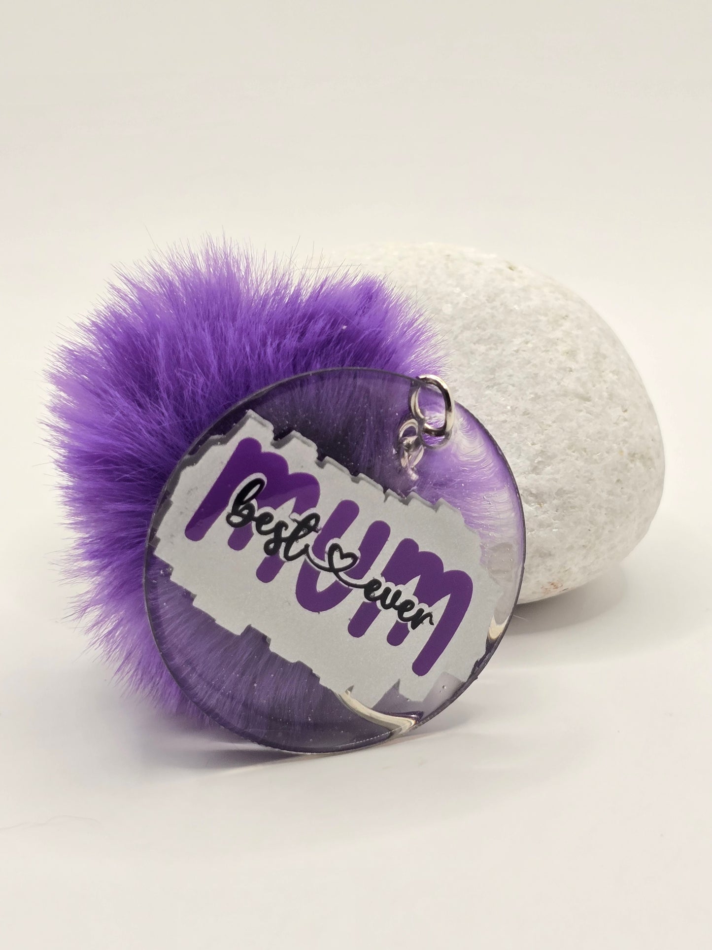 Best Ever Mum Pom Pom Keyring