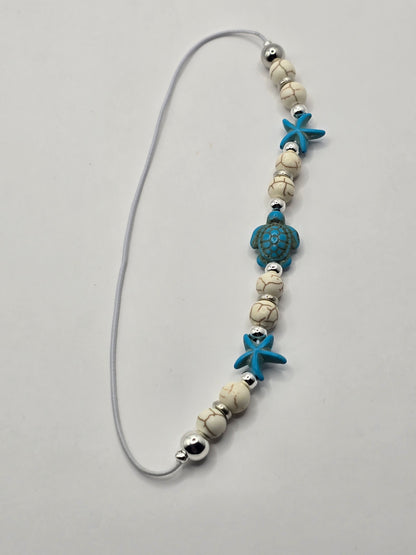 Ocean theme elastic bookmark - Sea Turtle and starfish charm bookmark