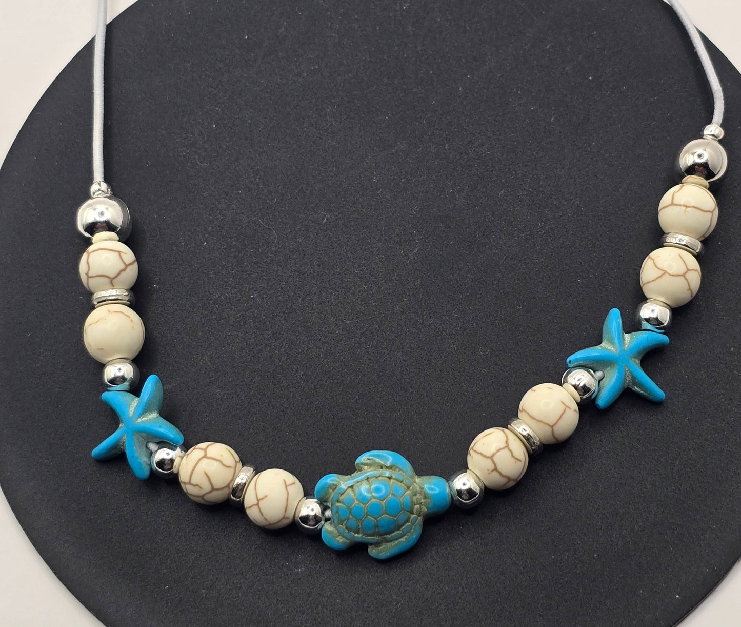 Ocean theme elastic bookmark - Sea Turtle and starfish charm bookmark