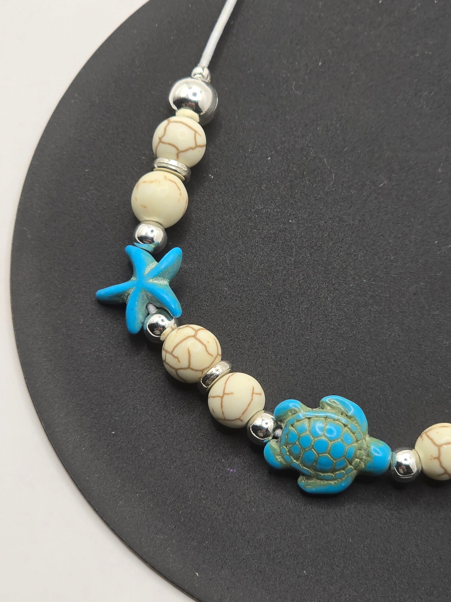 Ocean theme elastic bookmark - Sea Turtle and starfish charm bookmark