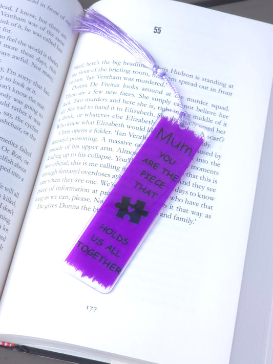 Mothers day bookmark - Acrylic bookmark with permanent vinyl design