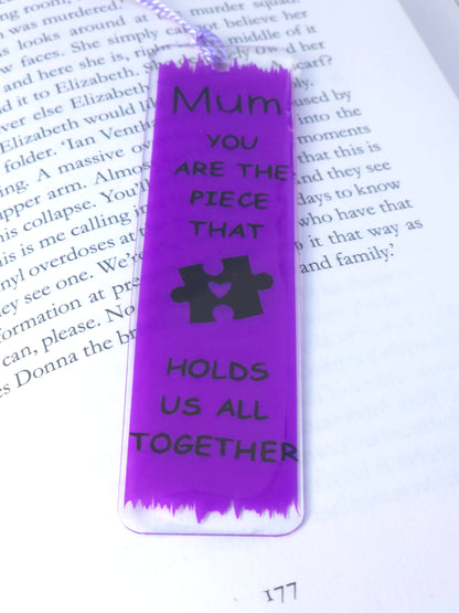 Mothers day bookmark - Acrylic bookmark with permanent vinyl design