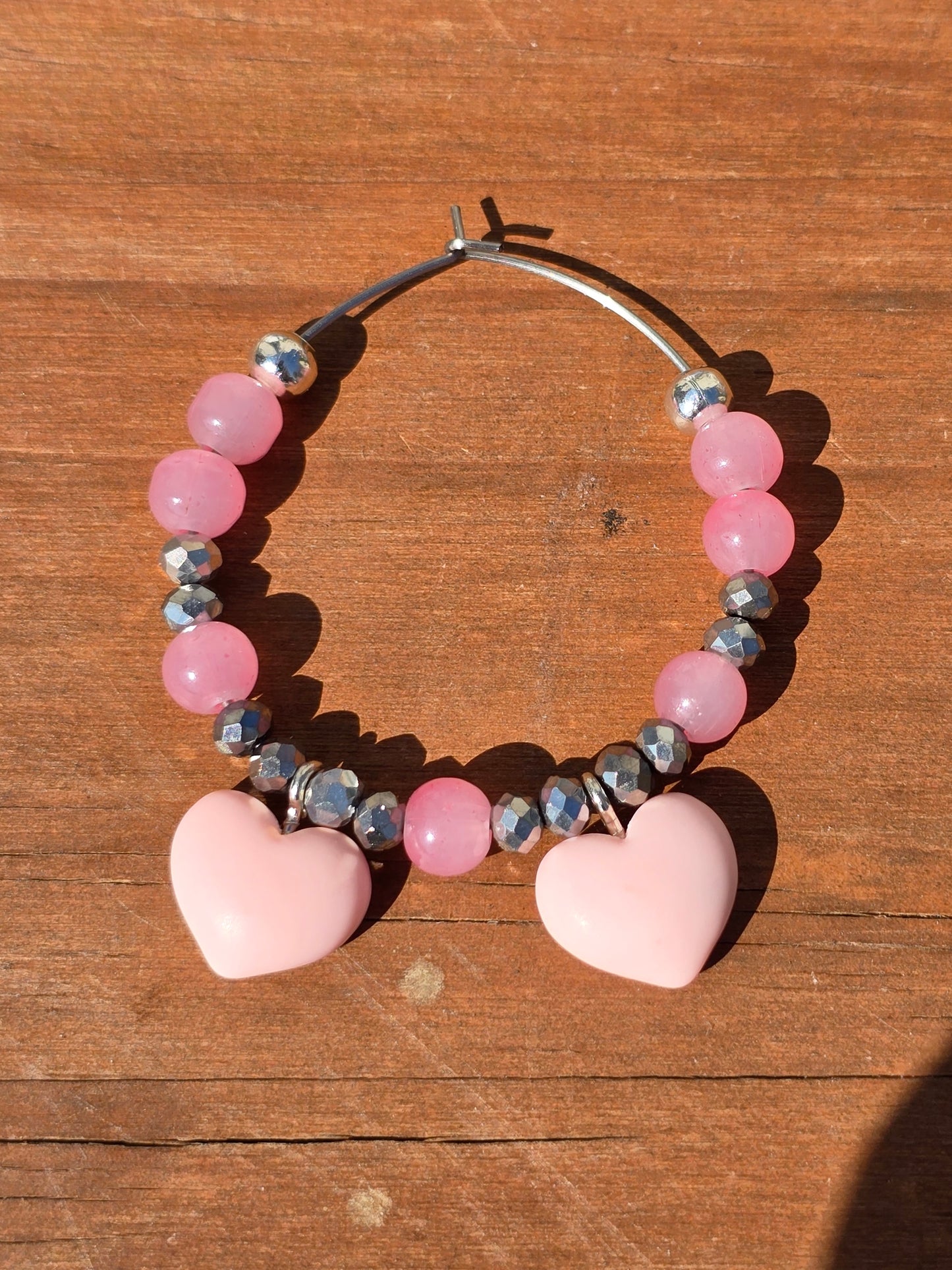 Heart Wine Glass Charms - Handmade 4 pack beaded drinks charms