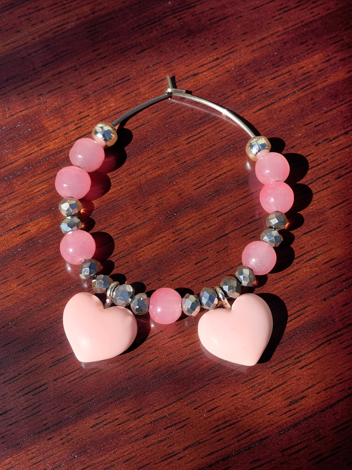 Handmade Heart Wine Glass Charms, Set of 4 Colourful Drink Markers for Parties