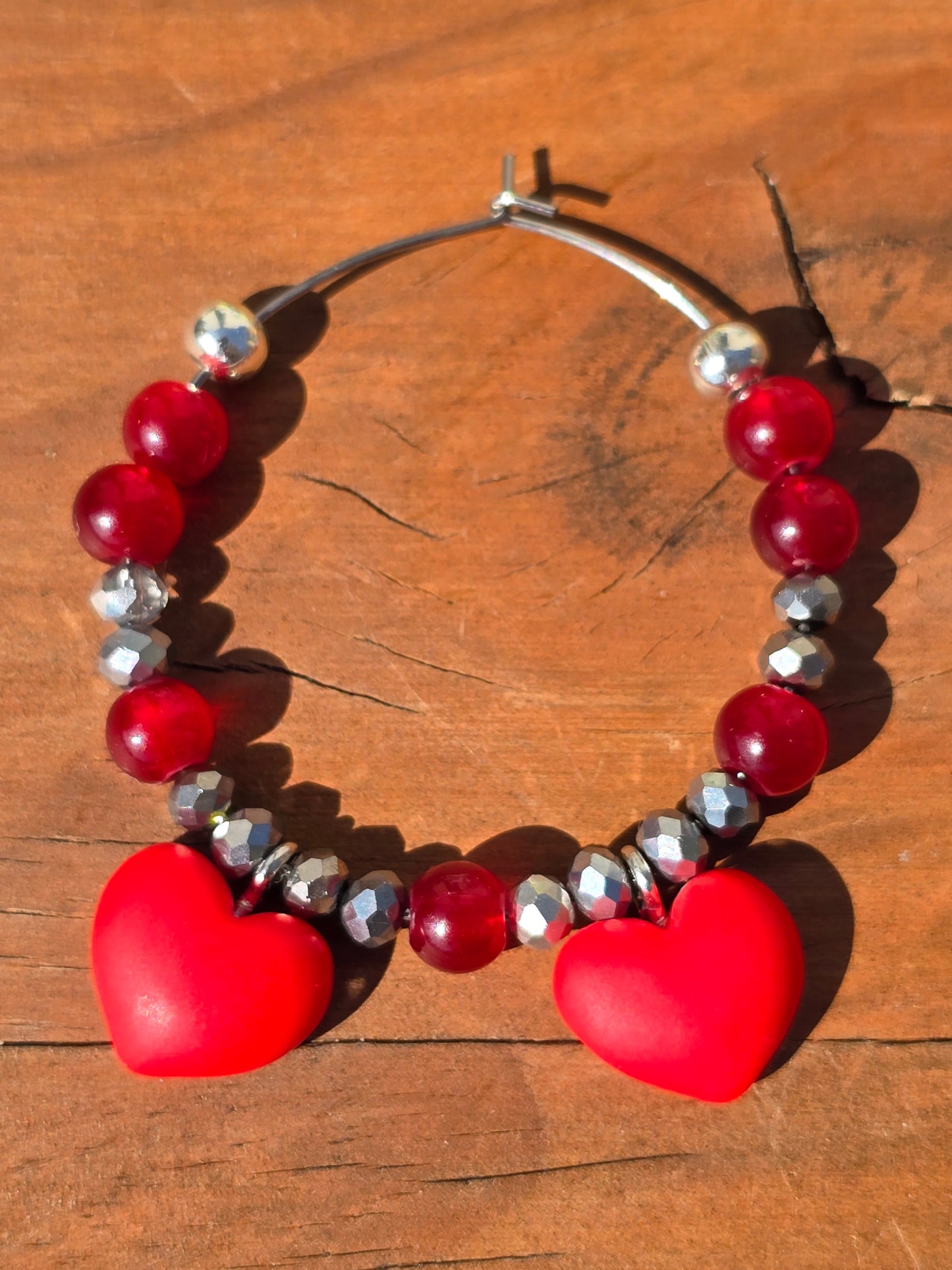 Heart Wine Glass Charms - Handmade 4 pack beaded drinks charms