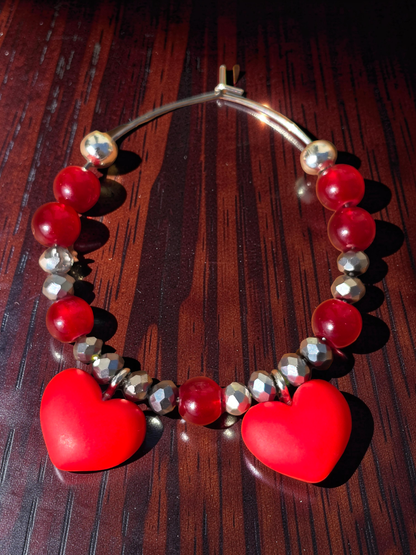 Handmade Heart Wine Glass Charms, Set of 4 Colourful Drink Markers for Parties