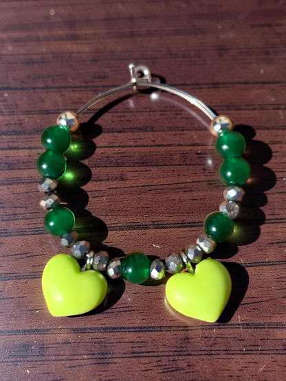 Handmade Heart Wine Glass Charms, Set of 4 Colourful Drink Markers for Parties
