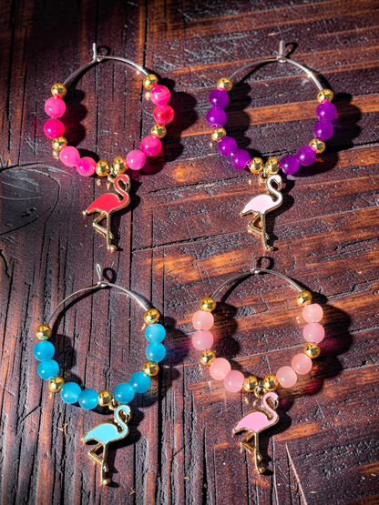 Flamingo Wine Glass Charms - Stylish Drinks Charms for Wine and Cocktail Glasses