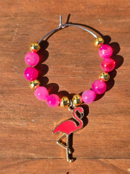 Flamingo Beaded Wine Charms - Drinks charms for wine / cocktail glasses