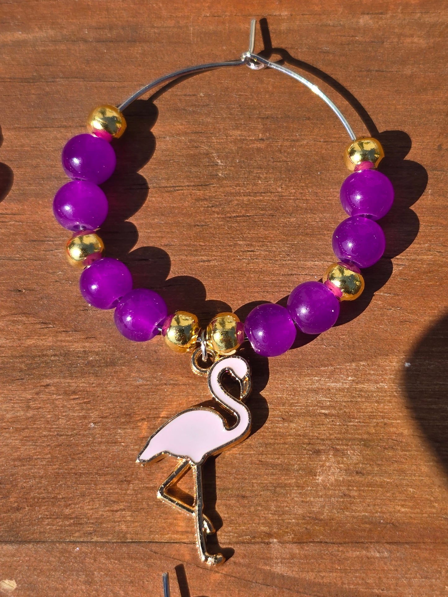 Flamingo Beaded Wine Charms - Drinks charms for wine / cocktail glasses